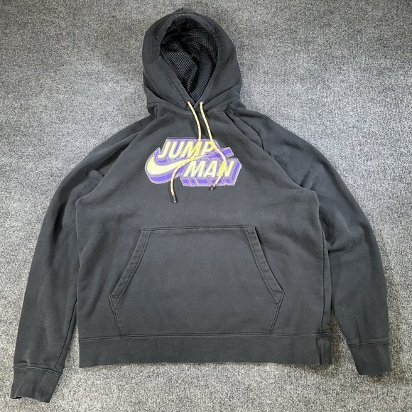 VTG Nike Air Jordan Hoodie Mens L Black Spellout Jumpman VTG Nike Air Jordan Hoodie Mens L Black Spellout Jumpman